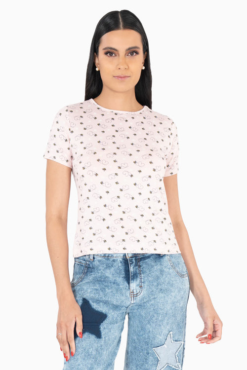 Playera estampada manga corta