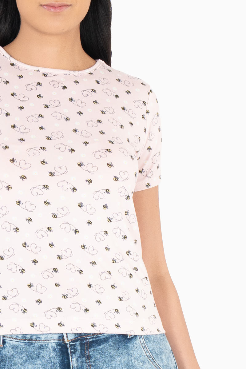 Playera estampada manga corta