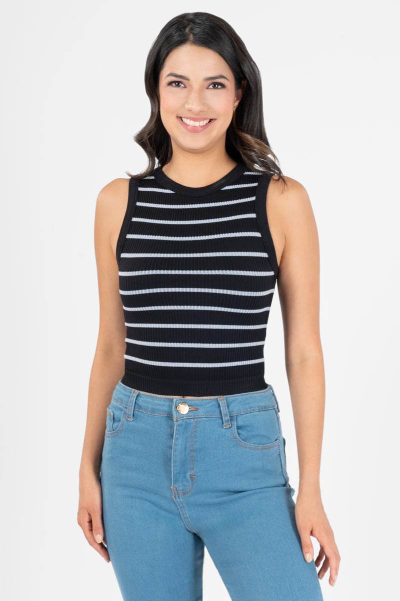 Playera de rayas sin manga - Santory Ropa  (7406860599363)