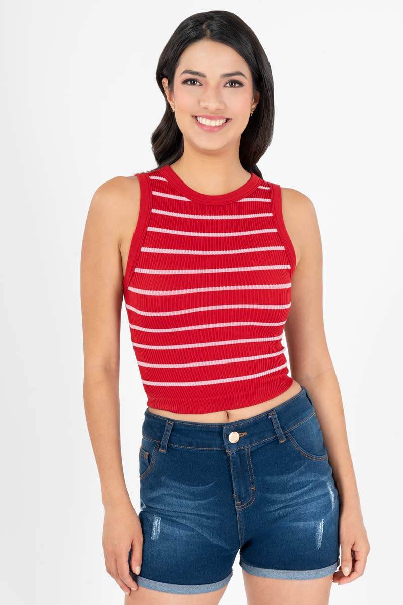 Playera de rayas sin manga - Santory Ropa  (7406860599363)