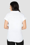 Blusa Blanca para Mujer Lisa Escote V Manga Corta - Santory Ropa  (7474248974403)