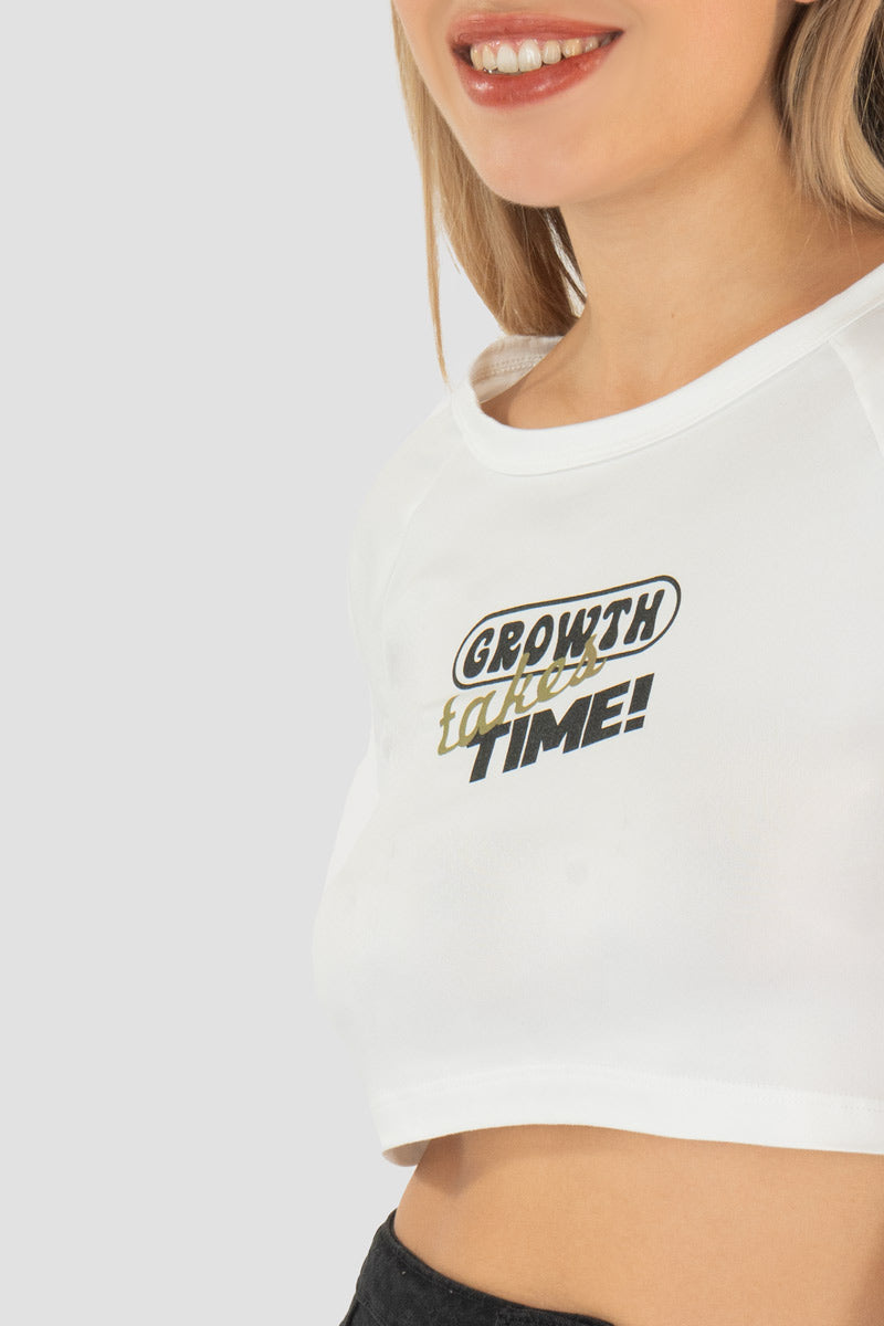 Playera crop top estampada manga corta