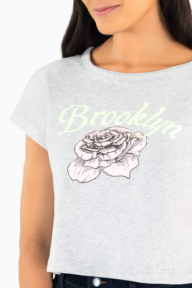 Playera estampada manga corta