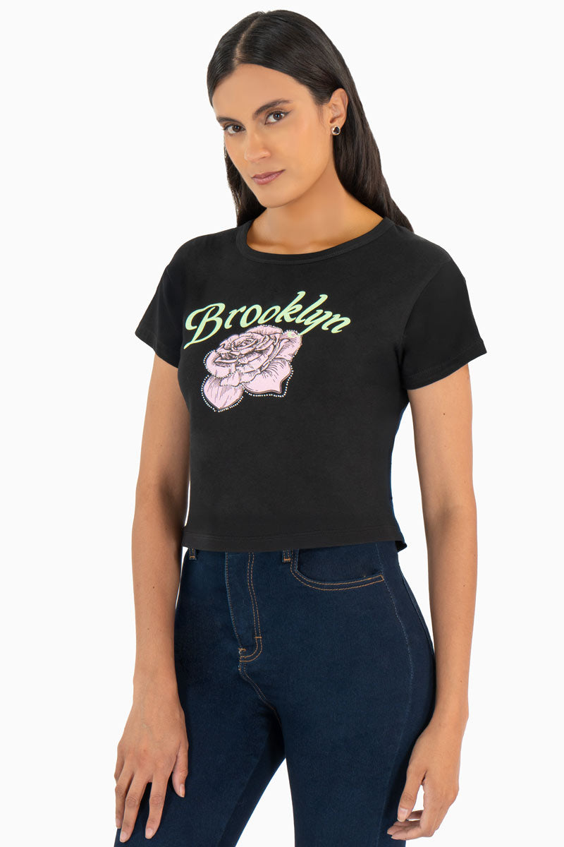 Playera estampada manga corta