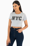 Playera crop estampada manga corta