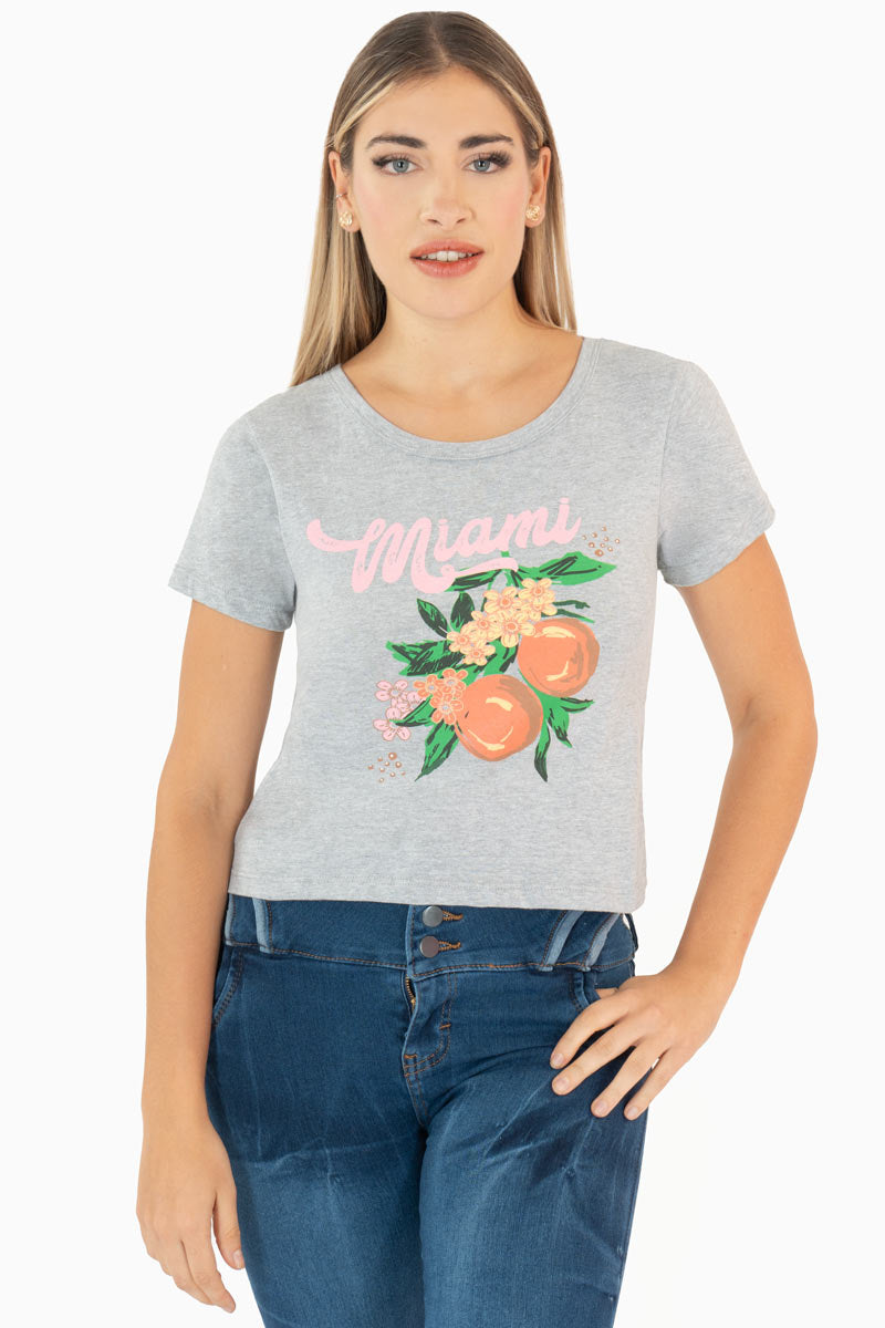 Playera manga corta con estampado "Miami"
