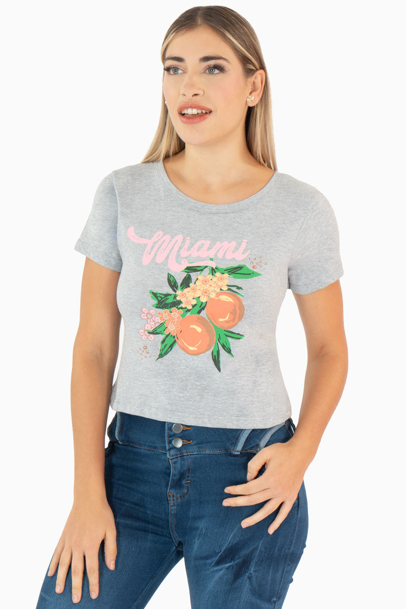 Playera manga corta con estampado "Miami"