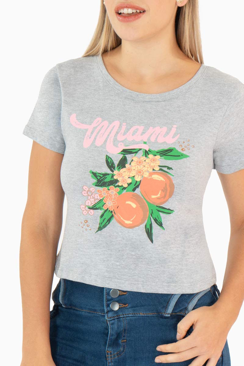 Playera manga corta con estampado "Miami"