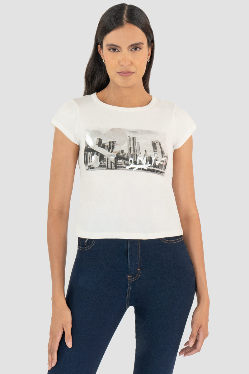 Playera manga corta con estampado de Nueva York