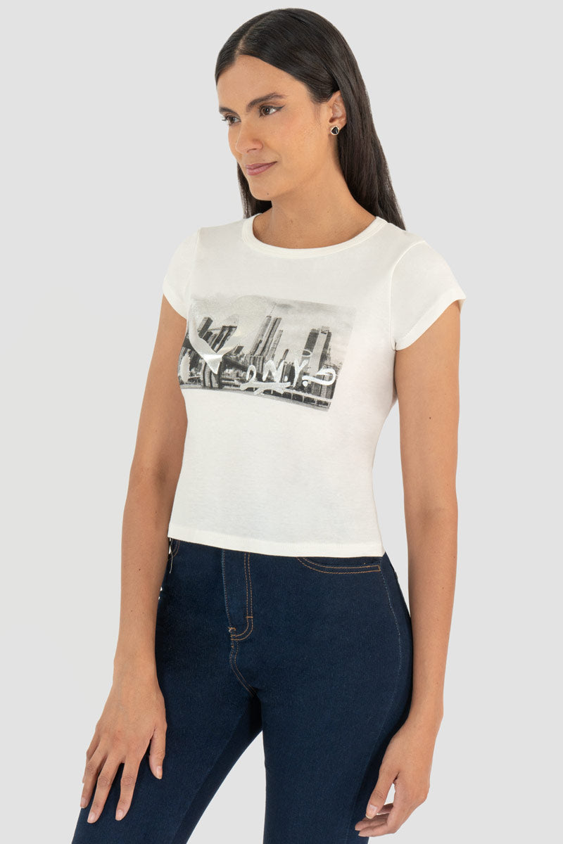 Playera manga corta con estampado de Nueva York