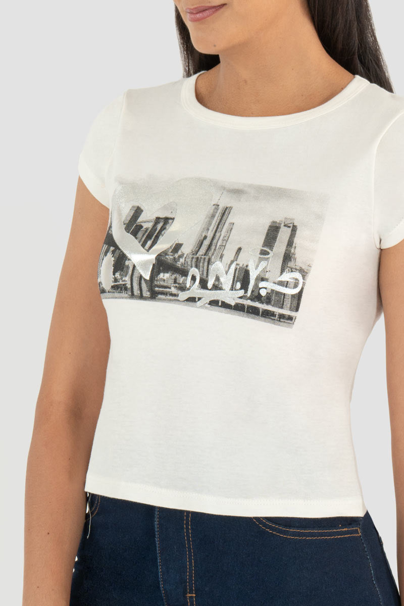 Playera manga corta con estampado de Nueva York