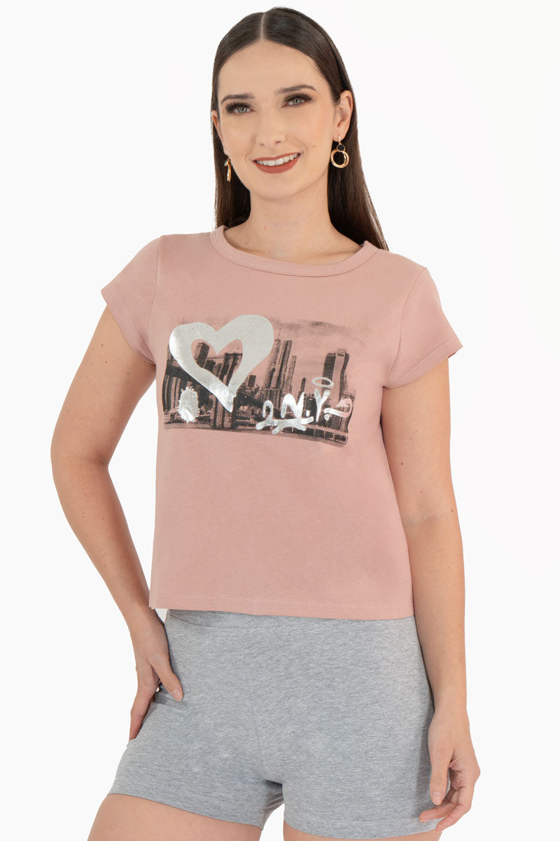 Playera manga corta con estampado de Nueva York