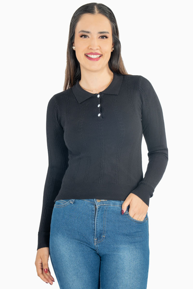 Suéter tipo polo