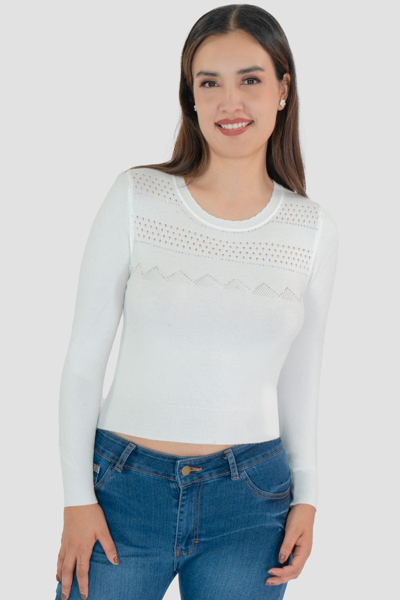 Suéter tejido y cuello redondo