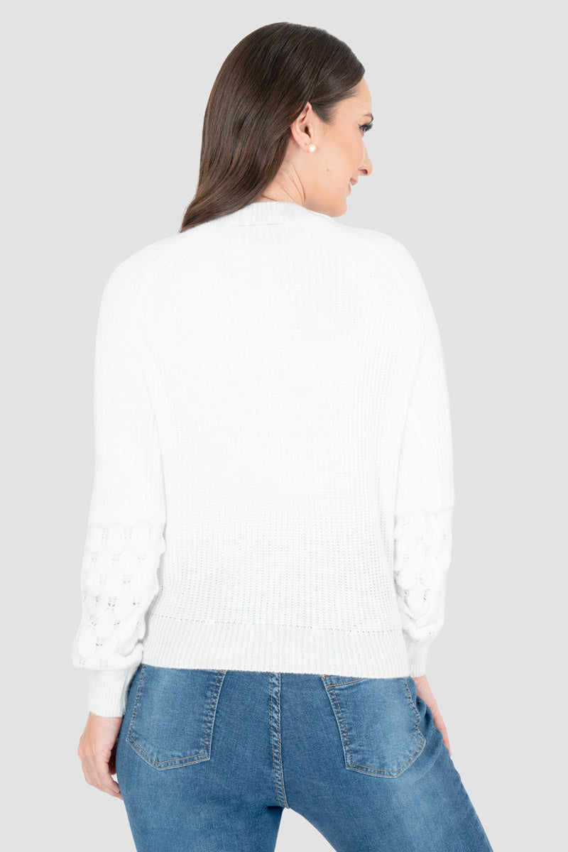 Suéter cuello redondo manga tejida