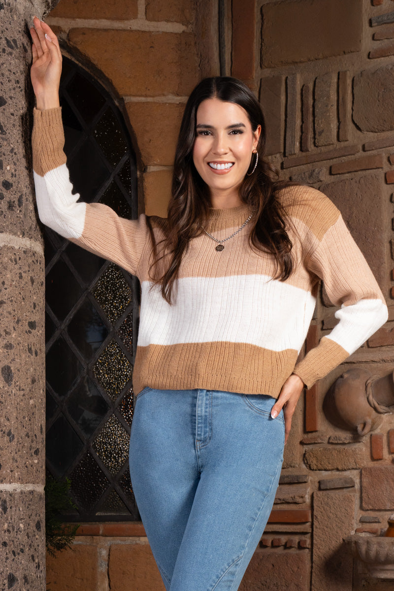Suéter de punto con bloques de color