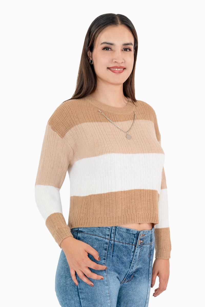 Suéter de punto con bloques de color