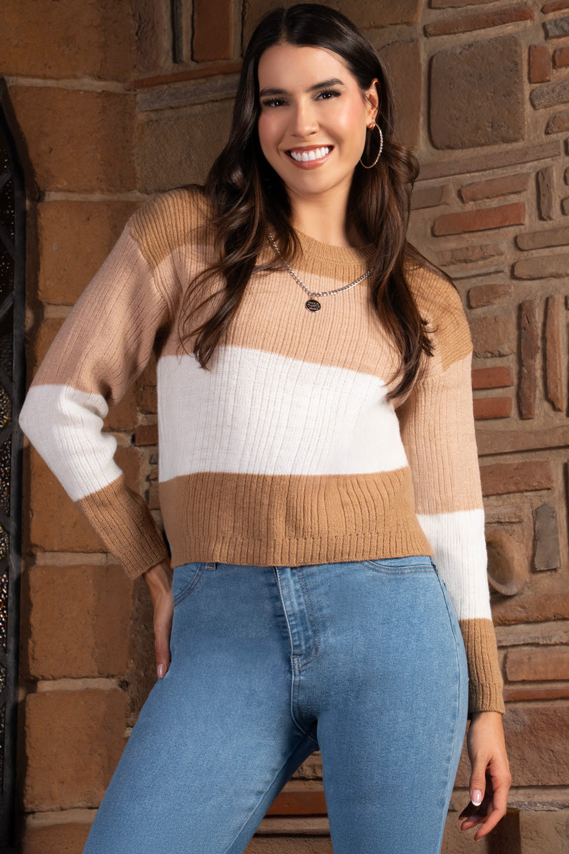 Suéter de punto con bloques de color