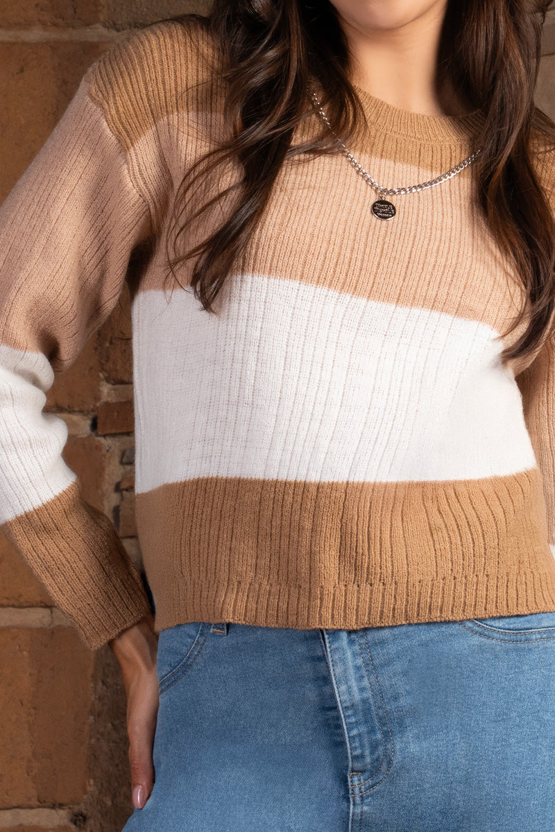 Suéter de punto con bloques de color