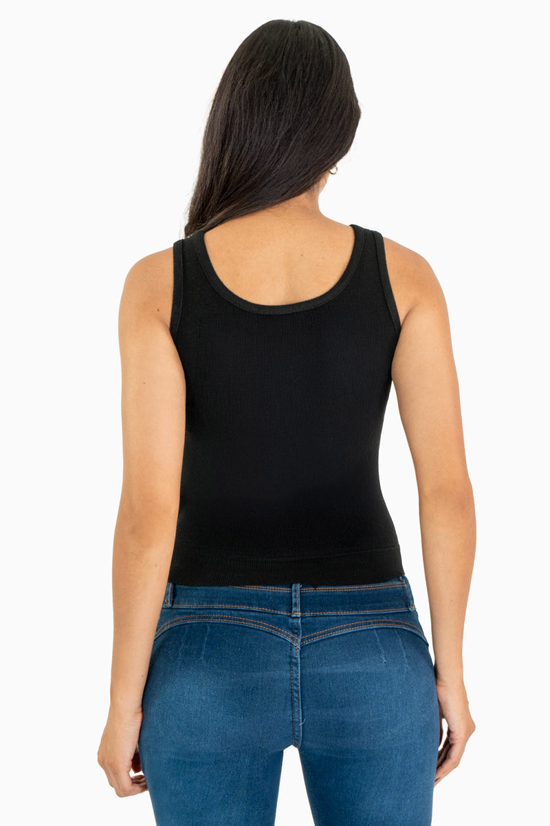 Blusa con tejido brillante sin mangas