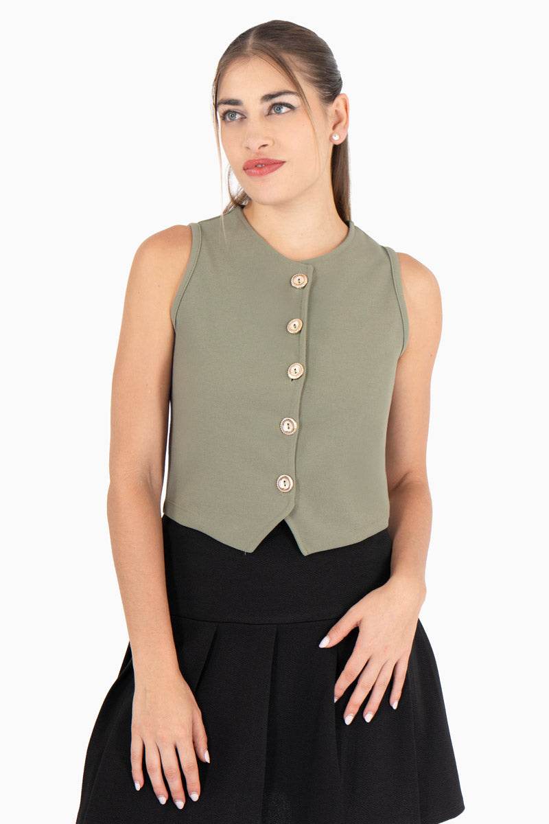 Chaleco liso con botones - Santory Ropa  (7456300859459)