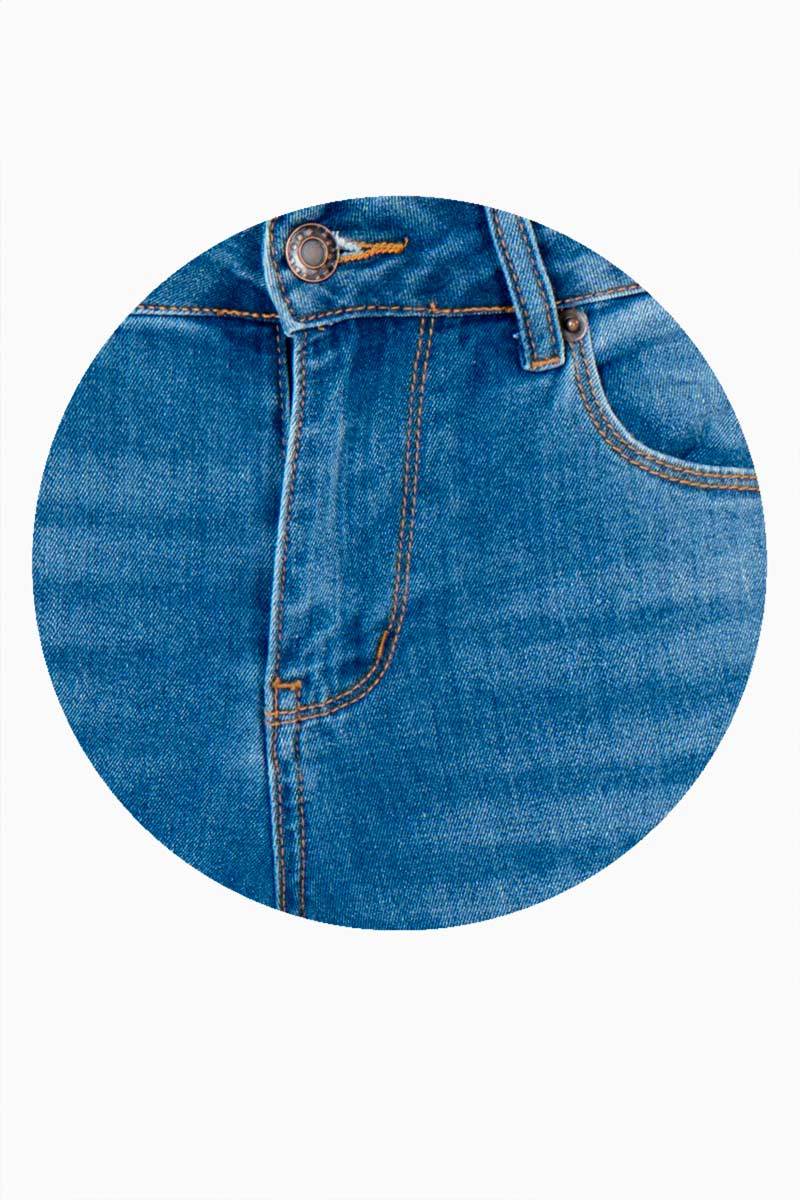 Pantalón de mezclilla tiro medio corte bootcut con bolsillos – Azul - Santory Ropa  (7474248515651)