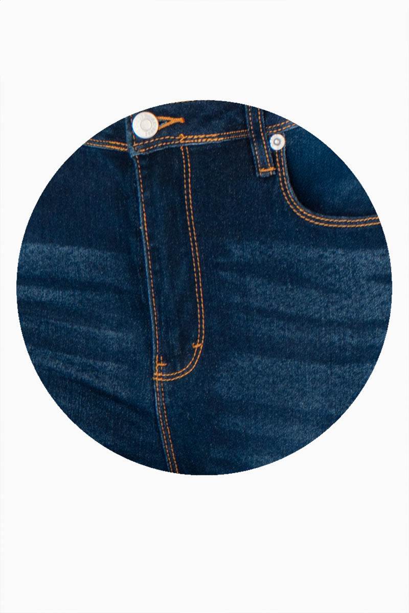 Pantalón de mezclilla tiro medio skinny con bolsas – Azul - Santory Ropa  (7474248482883)