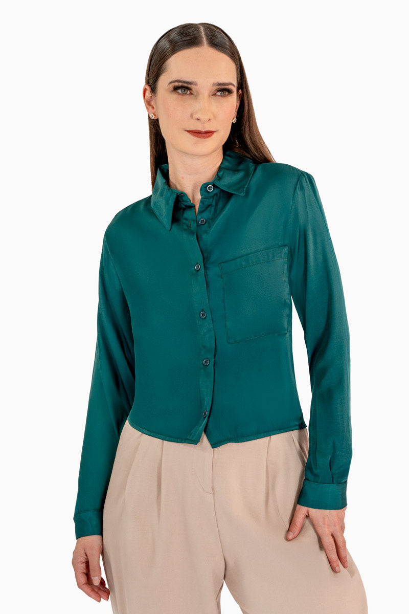 Camisa lisa manga larga