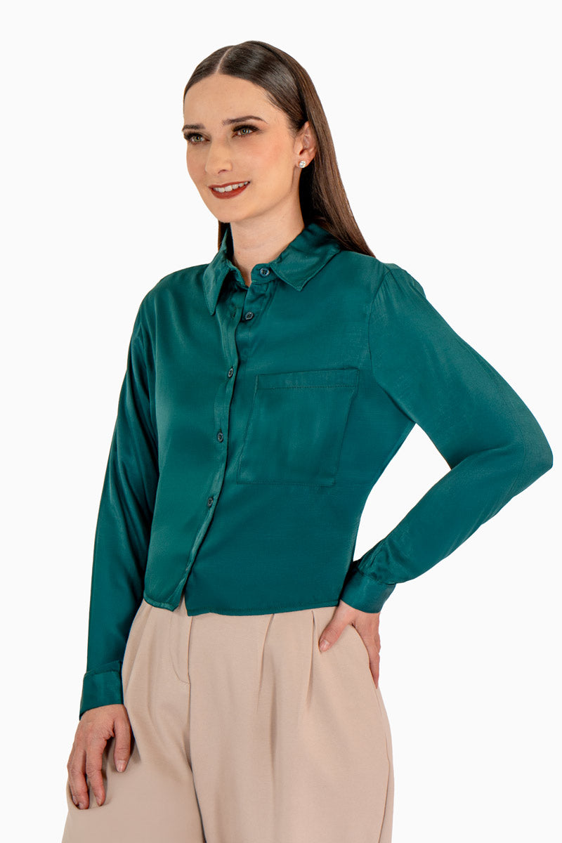 Camisa lisa manga larga