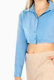 Camisa crop top lisa manga larga