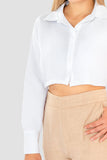 Camisa crop top lisa manga larga