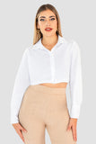 Camisa crop top lisa manga larga