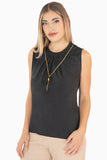 Blusa sin manga con plisado y collar