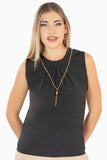 Blusa sin manga con plisado y collar