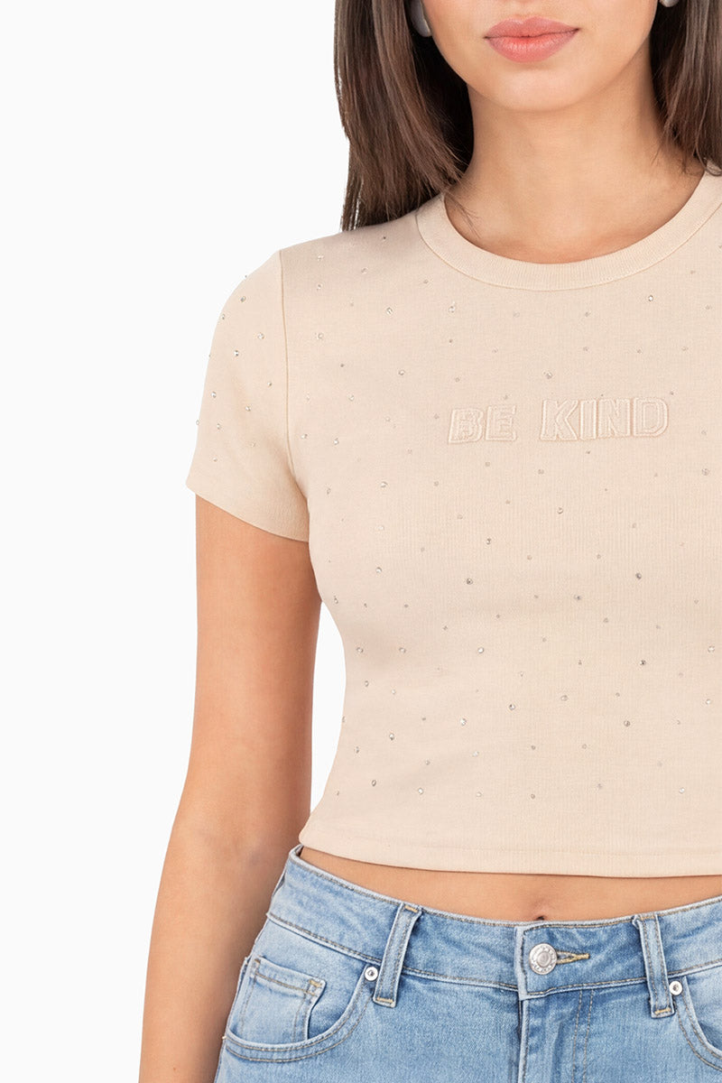 Playera crop manga corta estampada