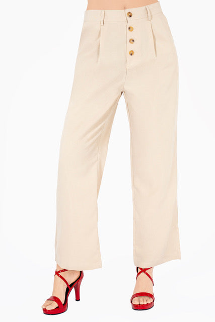 Pantalón ancho con botones y bolsas