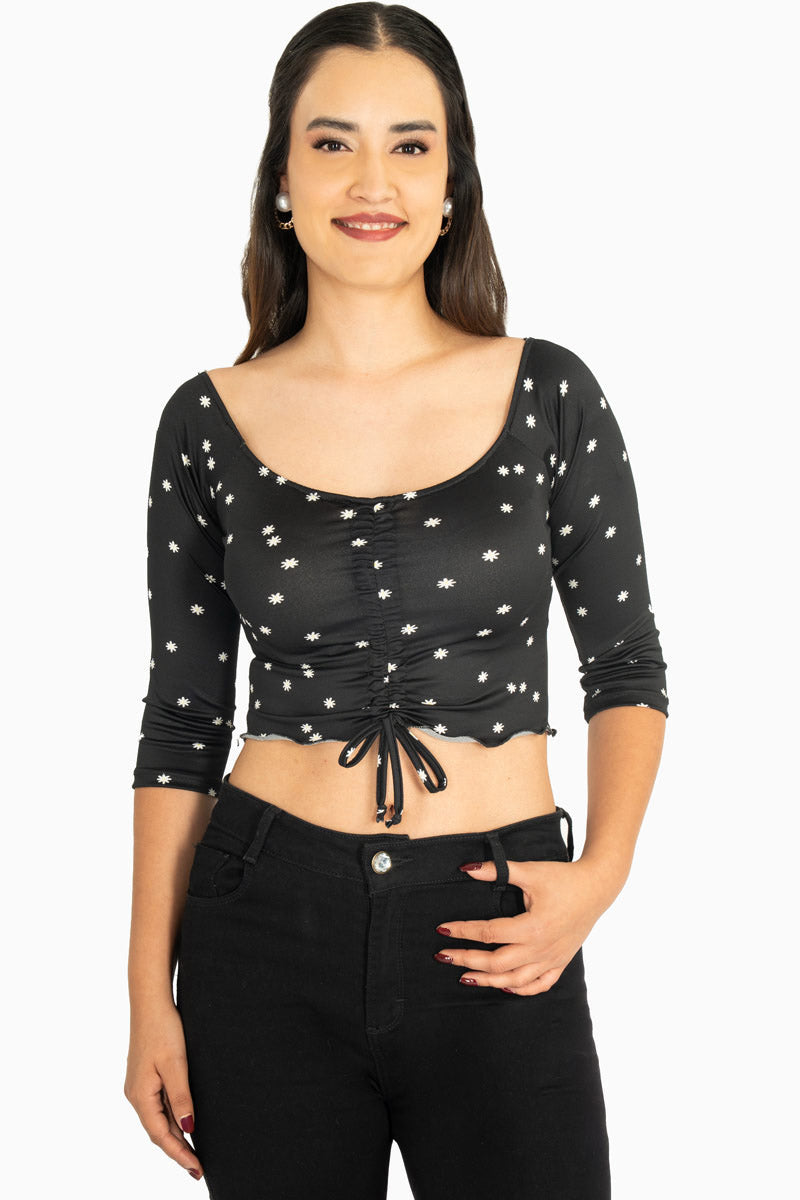 Blusa corta con jareta