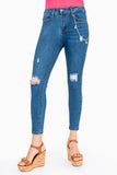 Jeans para Mujer Skinny Con Destrucción - Tiro Medio Stretch Azul
