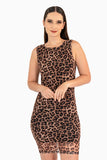 Vestido sin Manga Animal Print y Forro para Mujer