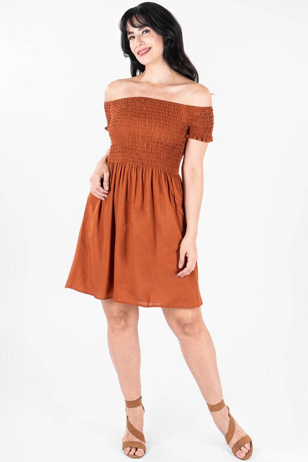 Vestido corto enresortado - Santory Ropa  (6995044401219)