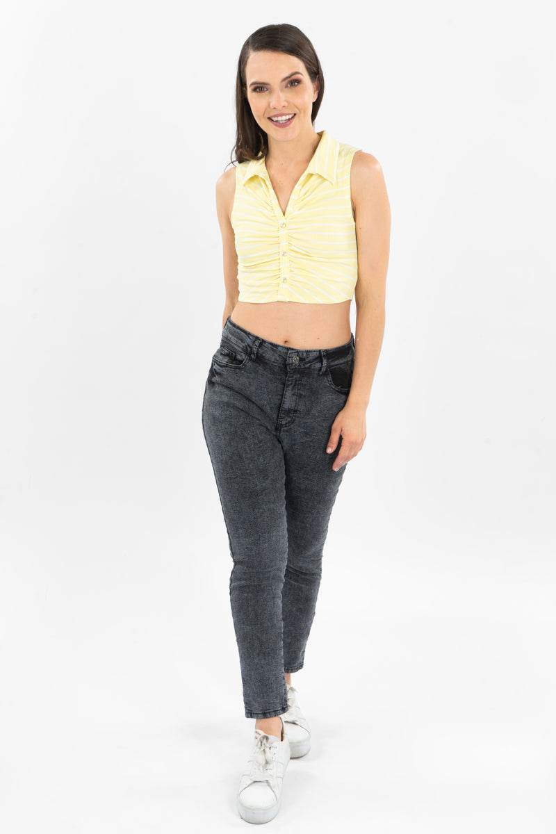 Jeans tiro alto con bolsas - Santory Ropa  (6828658753603)