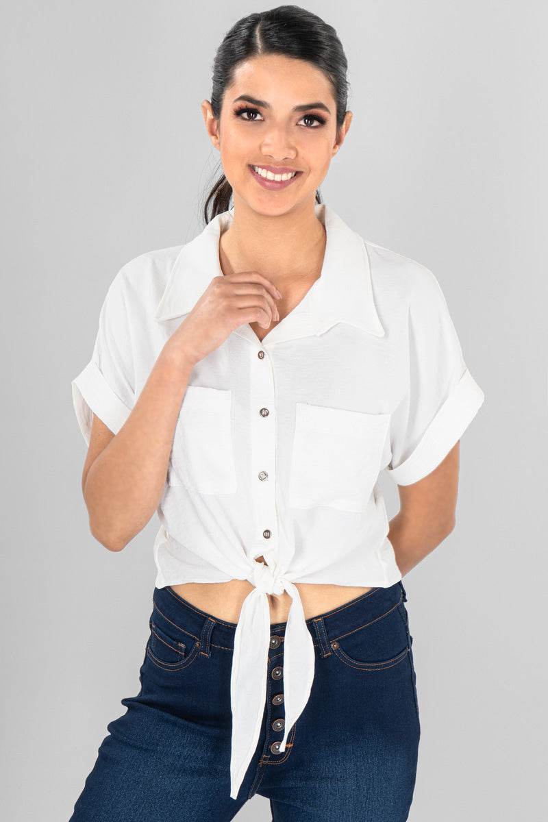 Camisa con amarre en ruedo - Santory Ropa  (6951754694723)