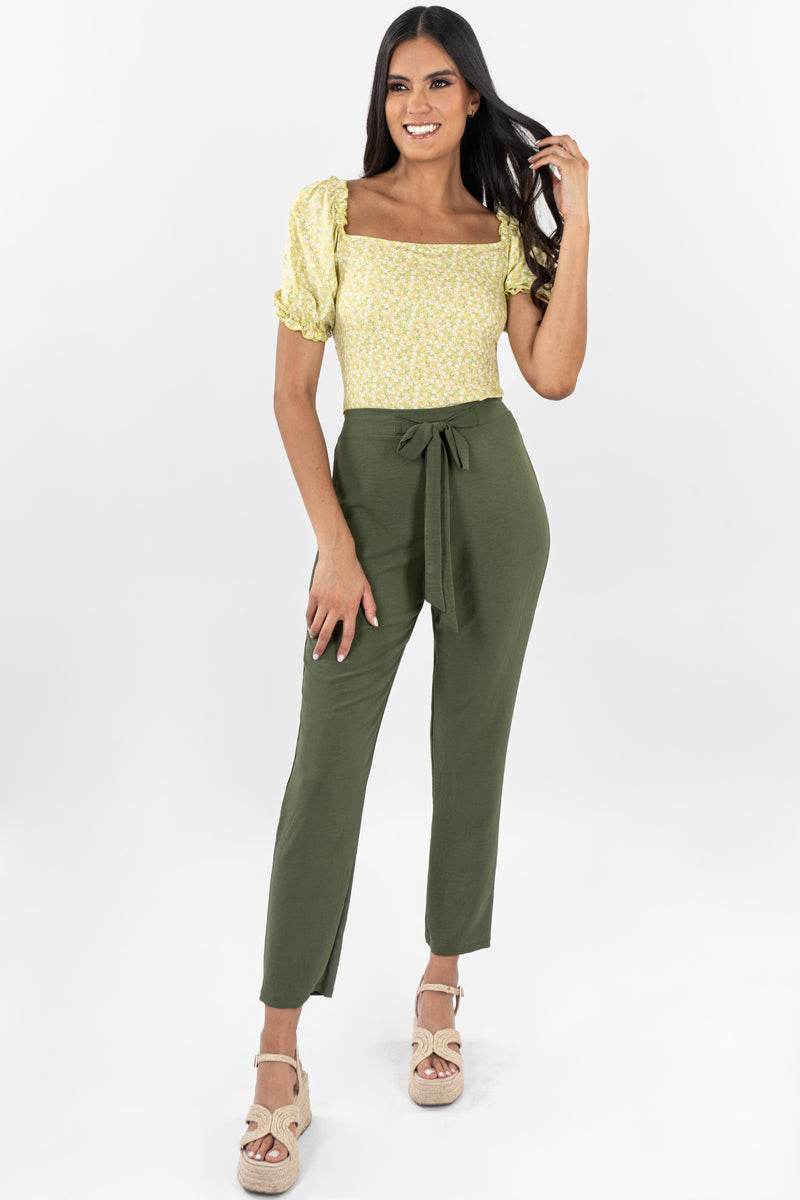 Pantalón liso con cinto - Santory Ropa  (6822824411203)