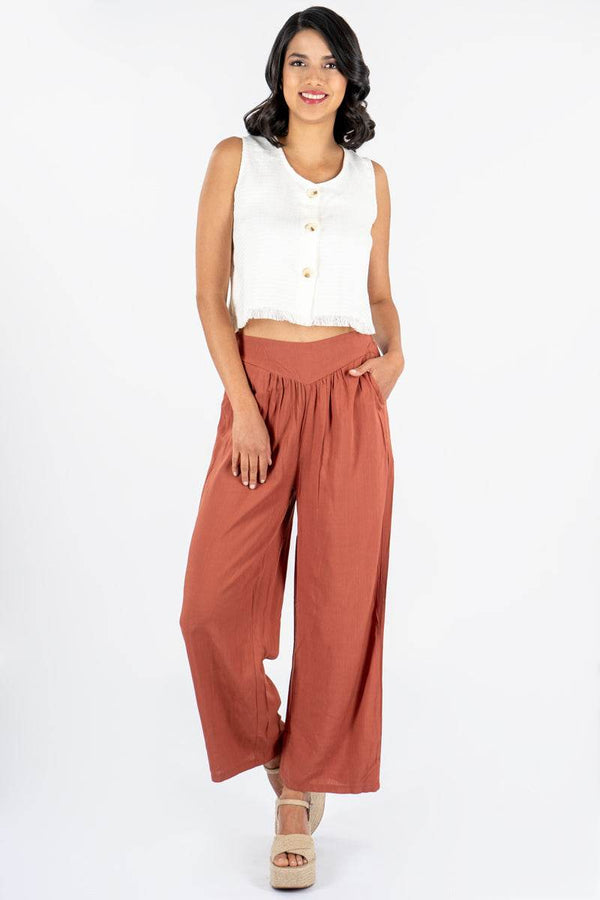 Pantalón ancho con pretina ancha - Santory Ropa  (7007919669315)