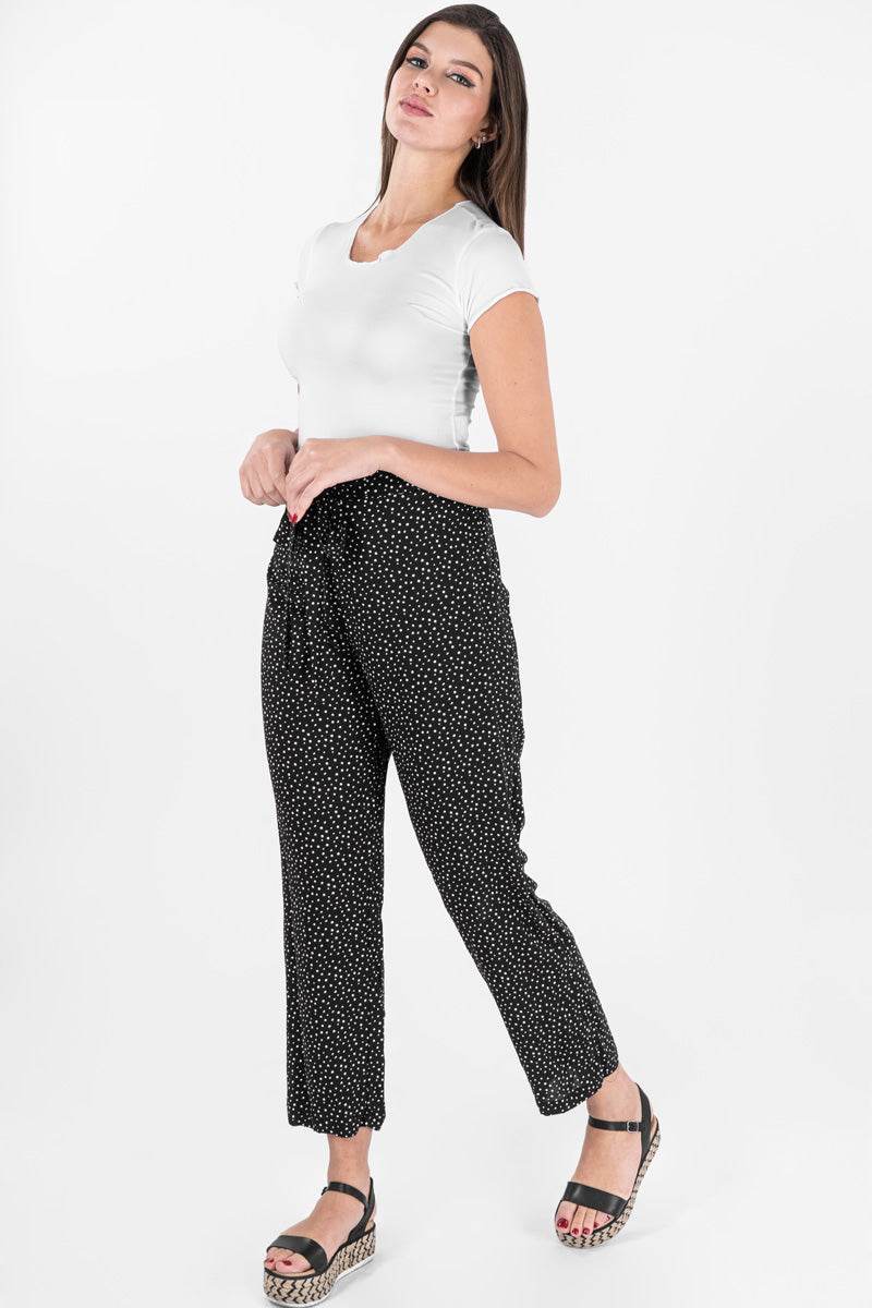 Pantalón con cinto estampado de puntos - Santory Ropa  (7001611403331)