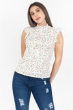 Playera full print floral cuello alto